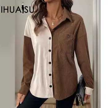 IHUASU Женский кардиган, топы, осенне-зимняя рубашка, сращивание, коллизия, тонкая куртка S