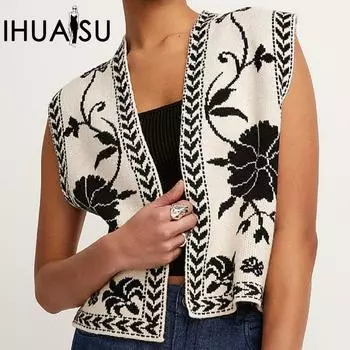 IHUASU Женский летний дизайнерский топ-безрукавка Sexy Spice Knit Vest S белый