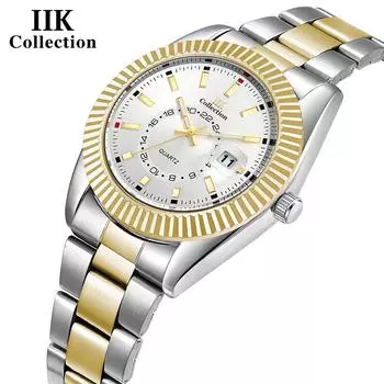 IIK Кварцевые часы Мужские модные часы-календарь Светящиеся в темноте часы для мужчин