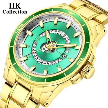 IIK Мужские часы с большим циферблатом, светящиеся часы-календарь, мужские модные часы, кварцевые часы