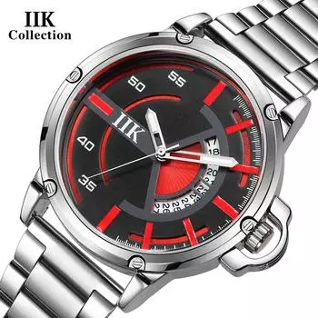 IIK Мужские деловые часы Водонепроницаемые наручные часы Указатель Светящийся календарь Кварцевые мужские часы