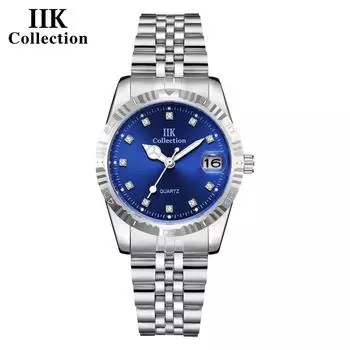 IIK Новые модные деловые женские часы для пары Простые водонепроницаемые кварцевые часы из нержавеющей стали GB967L
