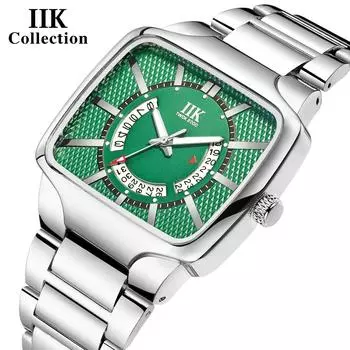 IIK Новые модные мужские часы, разноцветные кварцевые водонепроницаемые мужские наручные часы со стальным ремешком, часы-календарь