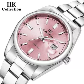 IIK Парные часы Кварцевый календарь с водонепроницаемым стальным ремнем Женские часы GB980 белый