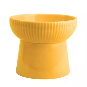 iikuru Cat Feeding Ceramic Feeding Stand Food Bowl Orange Easy to Eat Dish Pet Tableware Y618