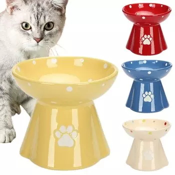 iikuru Cat Food Container Cute Small Dog Feeding Stand Height Food Bowl Cat Tableware Dish Stand Pet Food Container Cute ya035