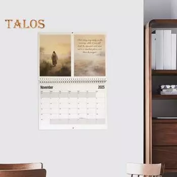 Иисус 2025 Настенный календарь Иисус Искусство Иллюстрации Настенный календарь Ежемесячный планировщик Религиозные стихи из Библии Календарь Подарок для христианских друзей семьи 2pcs