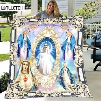 Иисус Дева Мария Мягкий Плед Постельное Белье Фланель Гостиная/Спальня Теплое Одеяло 100x125cm