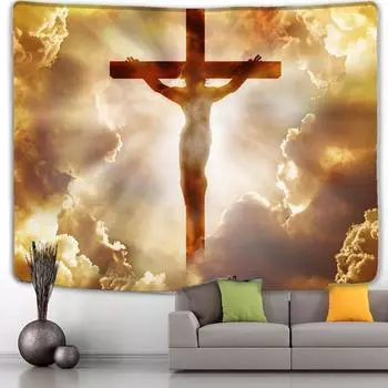 Иисус Христос Гобелен Средневековый Ретро Стиль Бохо Дом Дева Мария Абстракция Пляжный Коврик Рождественское Украшение Подвесная Стена 100x75cm