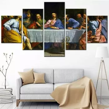 Иисус и его последователи 5 шт. картины искусство HD печать украшение для дома, гостиной холст настенный постер рамка картина без рамки 20x35cm*2 20x45cm*2 20x55cm*1