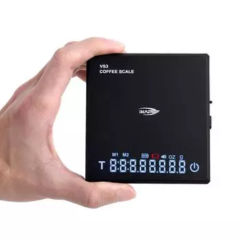 IKAPE цифровые мини-весы для кофе с таймером, 2 кг/0,1 г, высокоточные аккумуляторные капельные весы для эспрессо с функцией тарирования, светодиод чёрный