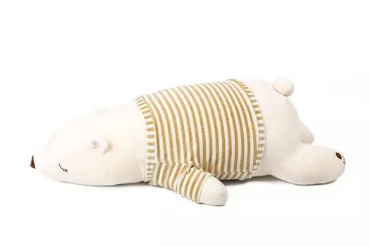 IKASA Sleepy Bear Body Meltingly Plush Cushion for a Peaceful 76x33x23cm Pillow, Soft, Toy, Sleep, Large, Beige, белый