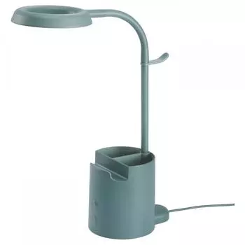 IKEA BRUNB GE Светодиодная рабочая лампа с местом для хранения и затемнением, бирюзовый