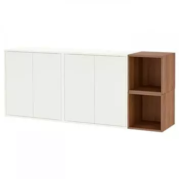IKEA EKET wall storage combination white walnut wood pattern 175x35x70 cm
