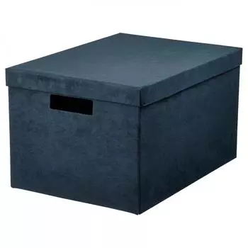 IKEA GJTTA Ящик для хранения+крышка, бархат темно-синий, 25x35x20 см
