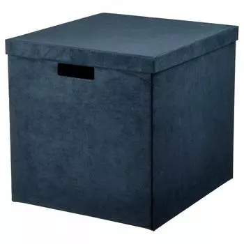 IKEA GJTTA Ящик для хранения+крышка, бархат темно-синий 32x35x32 см