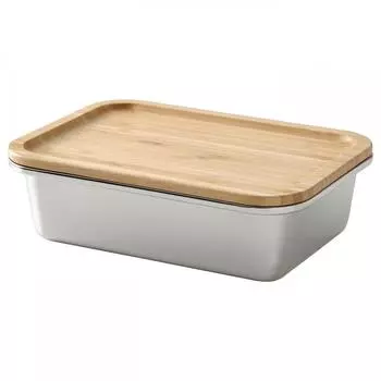 IKEA IKEA 365 IKEA 365 Крышка контейнера для еды прямоугольная нержавеющая сталь бамбук 1,0