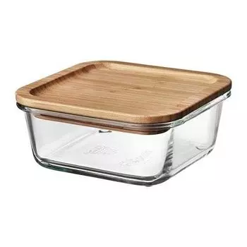 IKEA IKEA Контейнер для хранения с крышкой 15x15x7см 365+: Стекло/Бамбук (692.691.14)