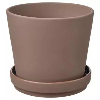 IKEA KLARB R Горшок для растений с блюдцем, коричневый для сада, 12 см