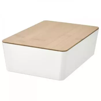 IKEA KUGGIS Коробка для хранения печенья+крышка бамбук белый 18x26x8 см