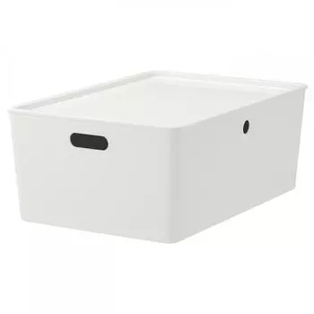 IKEA KUGGIS Коробка для хранения печенья+крышка белый 37x54x21 см