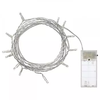 IKEA LEDFYR LED Цепь светодиодного освещения FYR с 12 лампами для внутреннего освещения на батарейках серебристого цвета