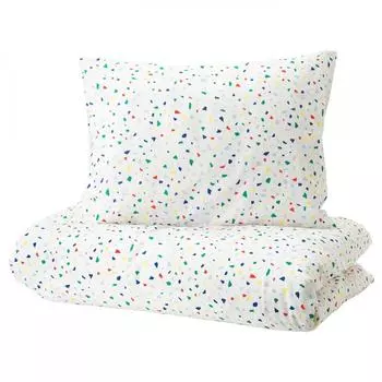 IKEA M JLIGHET Пододеяльник и наволочка белая мозаика 150х200 50х80 см
