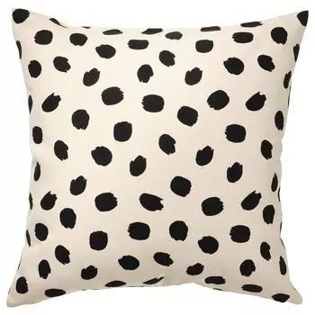 IKEA ODDNY Cushion cover dot black 50x50 cm - off-white/polka 205.238.28