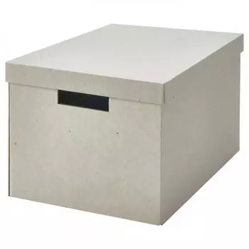 IKEA RGODLING Коробка для хранения с логотипом+крышка, цвет натуральный/бежевый, 25x35x20 см