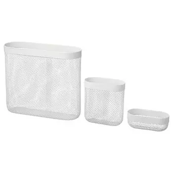 IKEA Set of 3 storage white SKADIS baskets, (105.177.62)