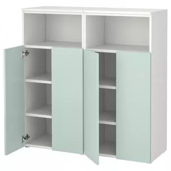 IKEA SM STAD SMOSTAD PLATSA PLATSA КОМБИНАЦИЯ ДЛЯ ХРАНЕНИЯ БЕЛЫЙ СВЕТЛО-ЗЕЛЕНЫЙ С 6 ПОЛКАМИ 120x42x123 см