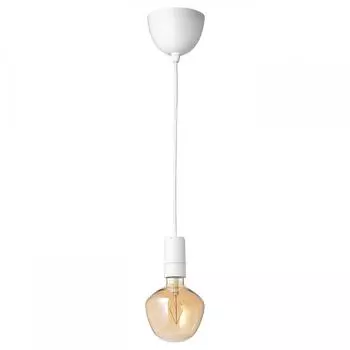 IKEA SUNNEBY MOLNART Подвесной светильник с лампочкой белый колокольчик коричневый прозрачное стекло