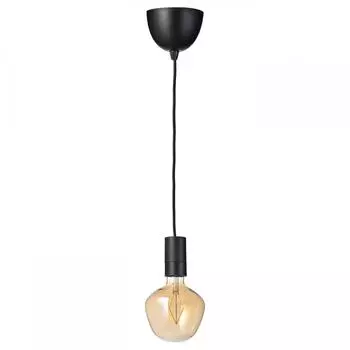 IKEA SUNNEBY MOLNART Подвесной светильник с лампочкой черный колокольчик коричневый прозрачное стекло