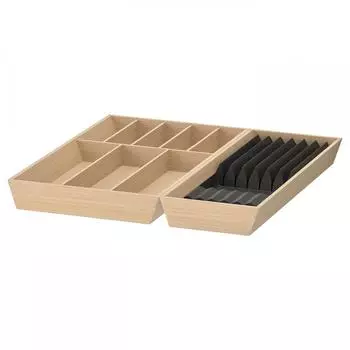 IKEA UPDATERA Поднос для столовых приборов/поднос и полка для столовых приборов, светлый бамбук 52x50 см