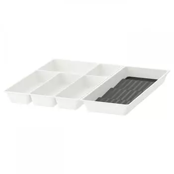 IKEA UPDATERA Поднос/поднос для столовых приборов и полка для баночек для специй, белый/антрацит 52х50 см
