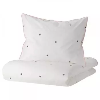 ИКЕА В НКРЕТС Банкетное пододеяльник и наволочка в горошек белый розовый 150х200 50х80 см