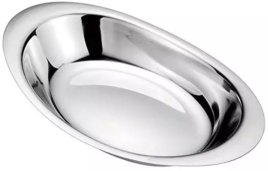 Ikeda (Ikd) Ikeda NKL08003 Curry Plate, 10-1/2 Inches, Small, Round, Stainless Steel, Made in Japan, Silver