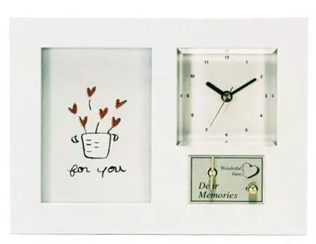 Ikeda Music Frame with Clock Clear Sound Quartz White 58066 Photo x Box/Photo (Kiseki) Size Approx. 12.7 8.9cm