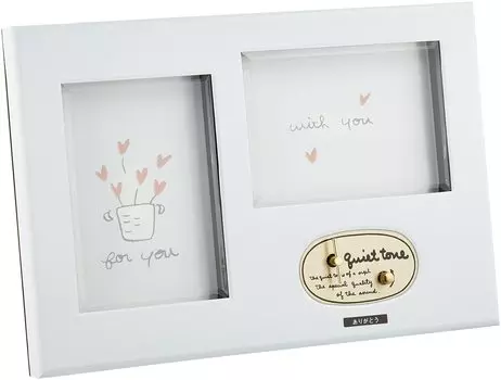 Ikeda Photo frame with music box Dual Museum White 57008 Photo x (Thank you) size Approx. 11.6 8.3cm