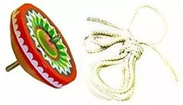 Ikeda Set of 2 Tin Plastic Can Spinning Top String Set Kougyo-sha &