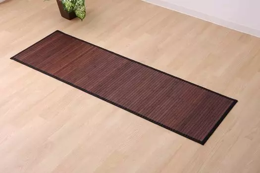 Ikehiko Bamboo Mat Bamboo Carpet Plain Bamboo Core Universe Dark Brown 50 x 200cm Cool Threadless Type Approx. #5302510