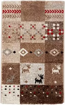 Ikehiko Corporation Beige 50 x 80cm Made in Turkey Wilton Weave Entrance Mat Gabe Pattern Folia Approx.