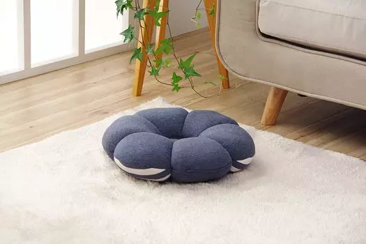 Ikehiko Corporation Cushion Perforated Circle Flower Elmer Simple Chewy Low Resilience Urethane Office Drive 40cm Round Navy Approx. #9371009