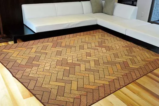 Ikehiko Corporation Igusa Rug Carpet F Brick 191 x 191 cm Brown Made in Japan Urethane Back Approx. #1714620