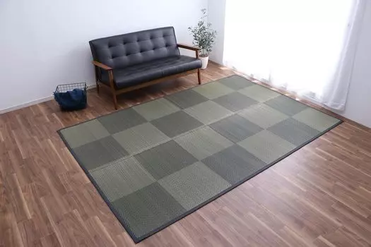 Ikehiko Corporation Igusa Rug Carpet Mat DX Noah Fabric 200 x 140 см Подложка Черный Натуральный Простой Современный Клетчатый Сетчатый Дезодорирующий Дезодорирующий