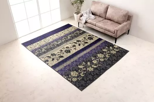 Ikehiko Corporation Ikehiko Rush Rug Carpet Mat DX Viola Purple Approximately 191 x 250cm Rectangular Made in Japan Elegance Annual Backing Cushioning