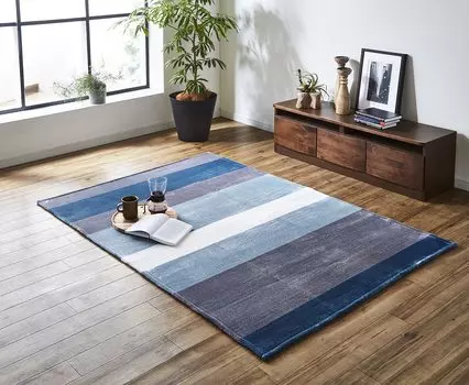 Ikehiko Corporation Rug Carpet Mat 130 x 185cm Flannel Navy Washable Approx. Yarn-dyed #9831279