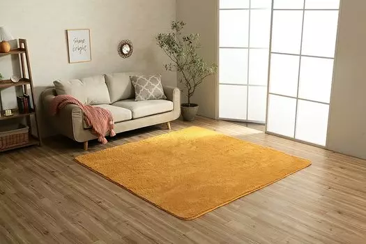 Ikehiko Corporation Rug Carpet Mat Rectangle Philip 2 Folding Orange 130 x 185cm Machine Washable Filament Plain Cushion All Year Round Approx.