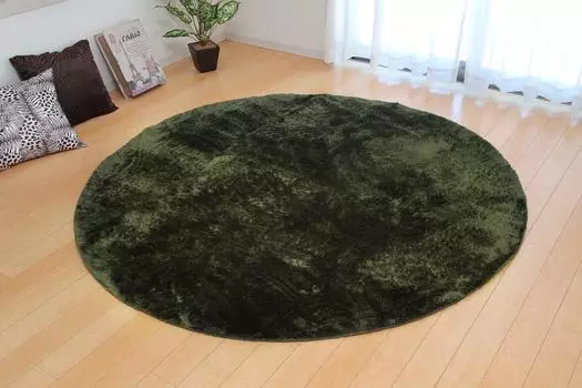 Ikehiko Corporation Rug Carpet Plain Shaggy Style Choice of Colors Round Large Green 185cm Round Hot Carpet Compatible Approx. #3958969