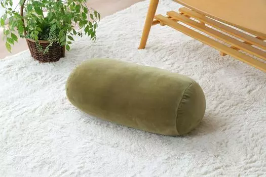 Ikehiko Cushion Plain Bolster Circular Mu Green 20R x 40cm Fluffy Approx. #9844527